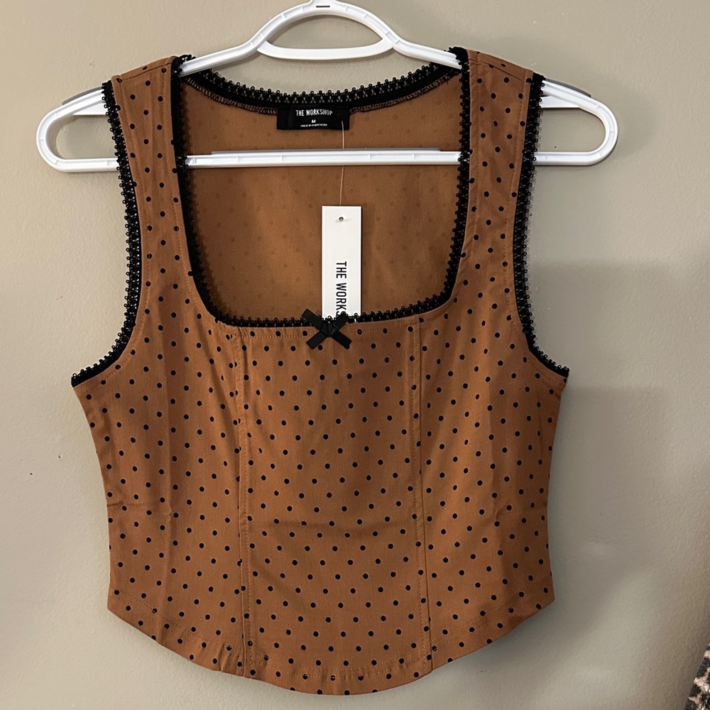 Brown Polka Dot Women's Top